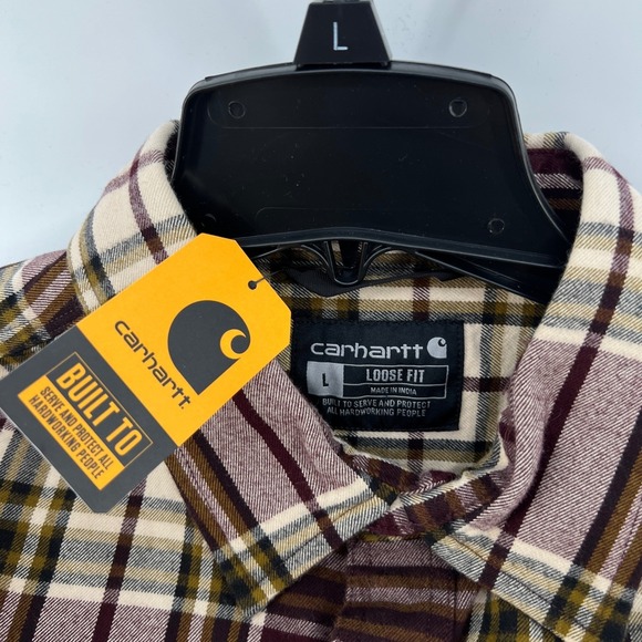 Carhartt TW4451-M Mens Large Loose Fit Heavyweight Flannel Long Sleeve Shirt New - Picture 3 of 9